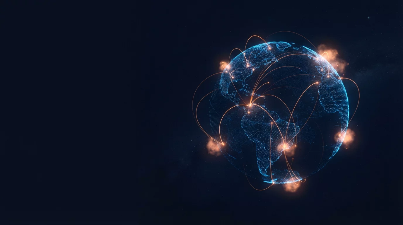 A glowing globe with connected points of light
